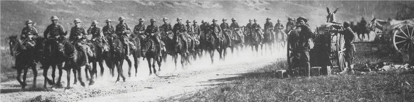 A squadron of 13 LH on patrol during the Battle of Albert August 1918 (VMR Museum Collection)